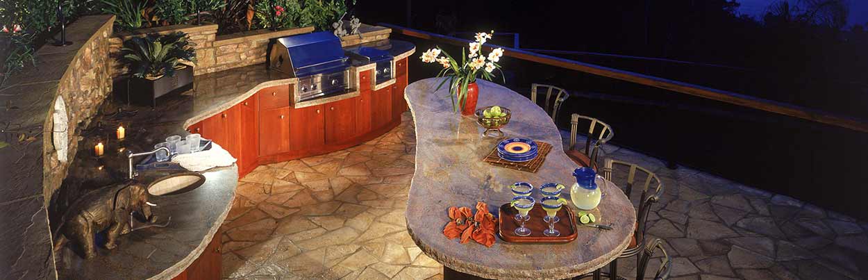 Custom Counter Tables Design — Outdoor Kitchen With Marble Counter Tops in La Jolla, CA