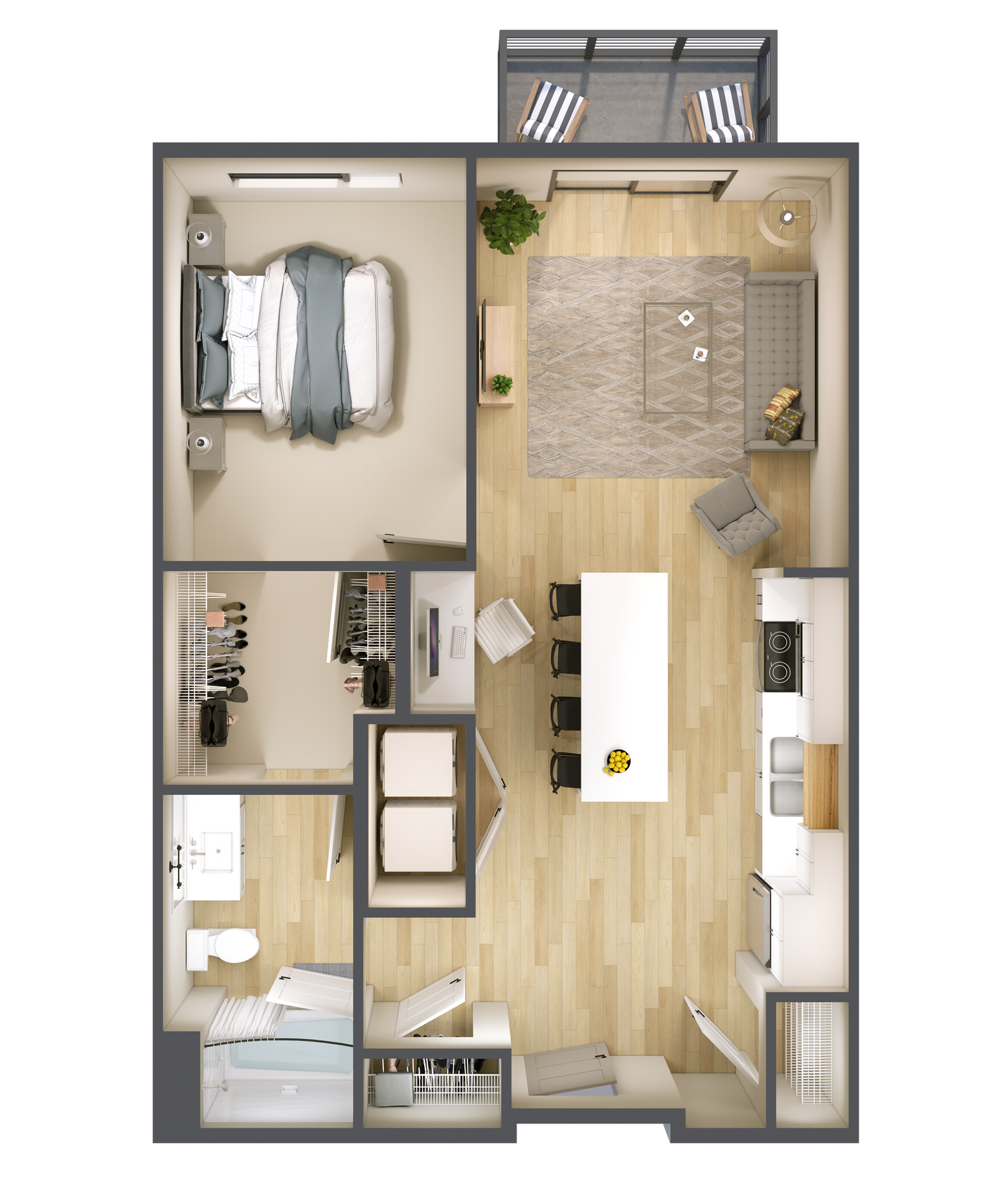 Cypress One Bedroom Floor Plan