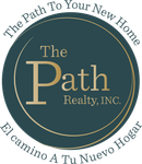 Logo for "The Path Realty, INC." with a circular design, teal and gold, text in English and Spanish.