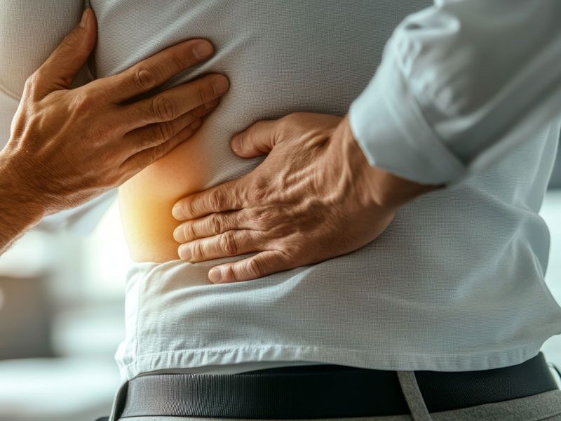 Man experiencing back pain.