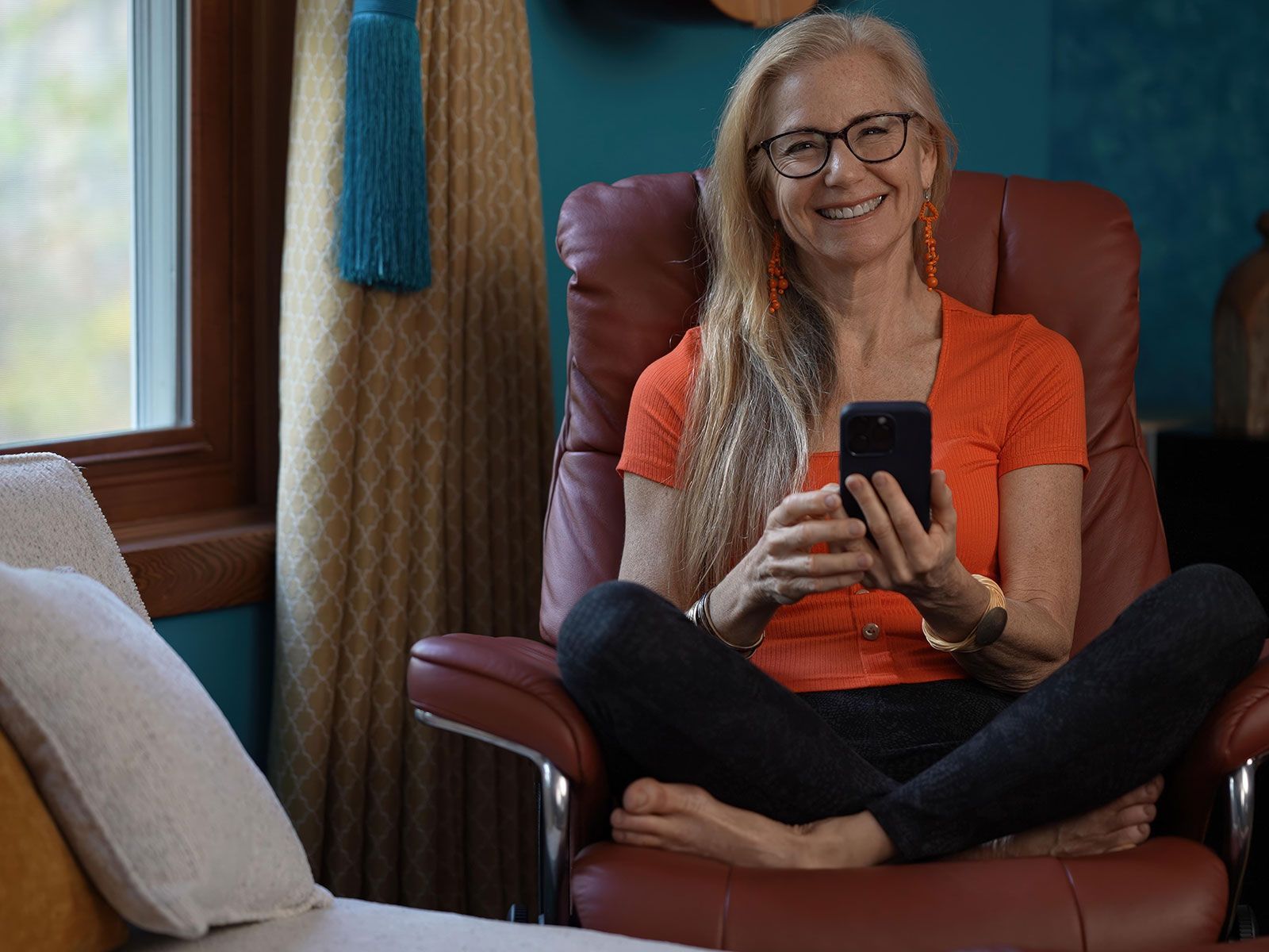 Patient relaxing after gentle chiropractic treatment that relieved digestive issues.