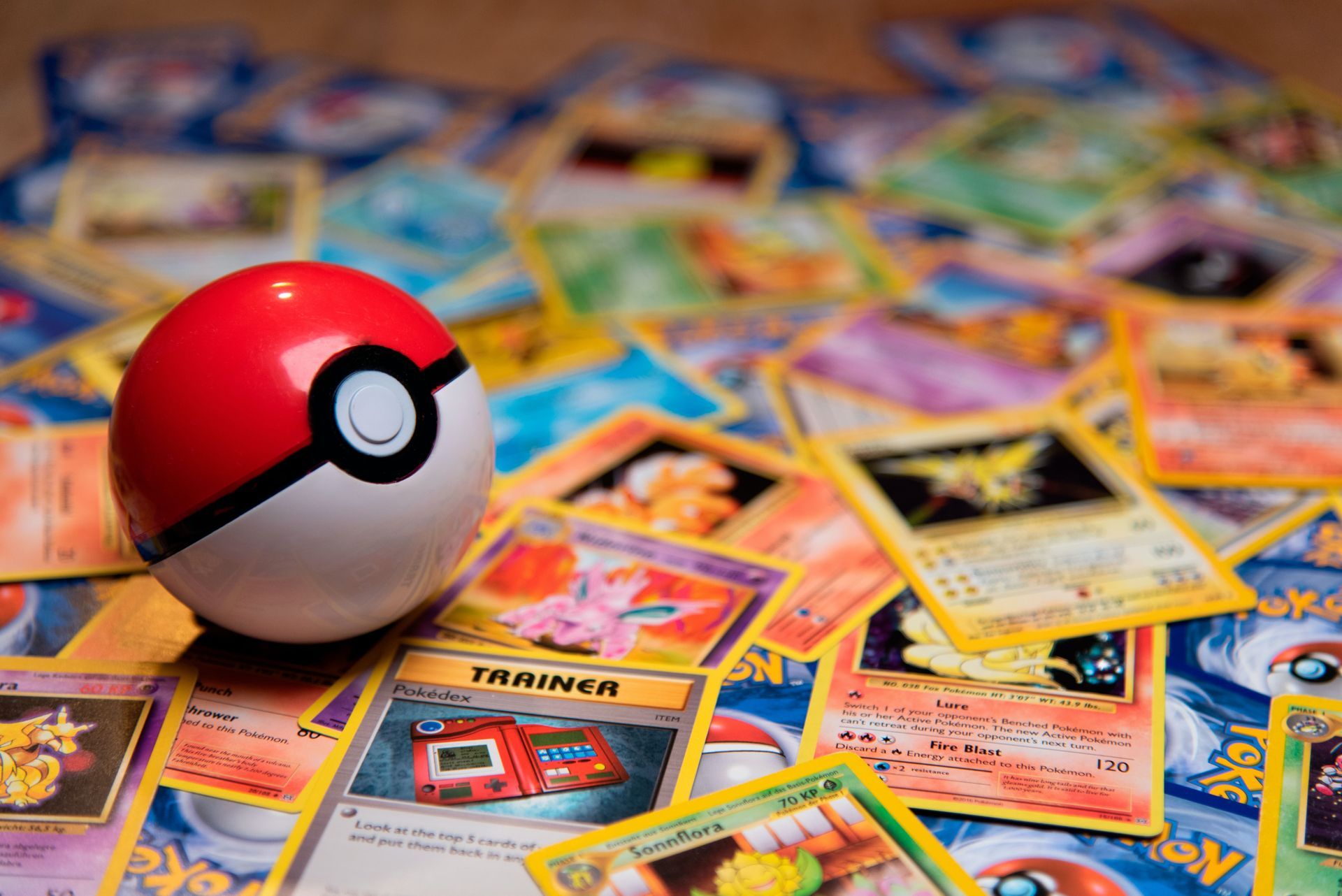 Pokemon ball on Pokemon cards