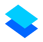 Two blue rectangular shapes, one layered above the other, angled from an isometric perspective.