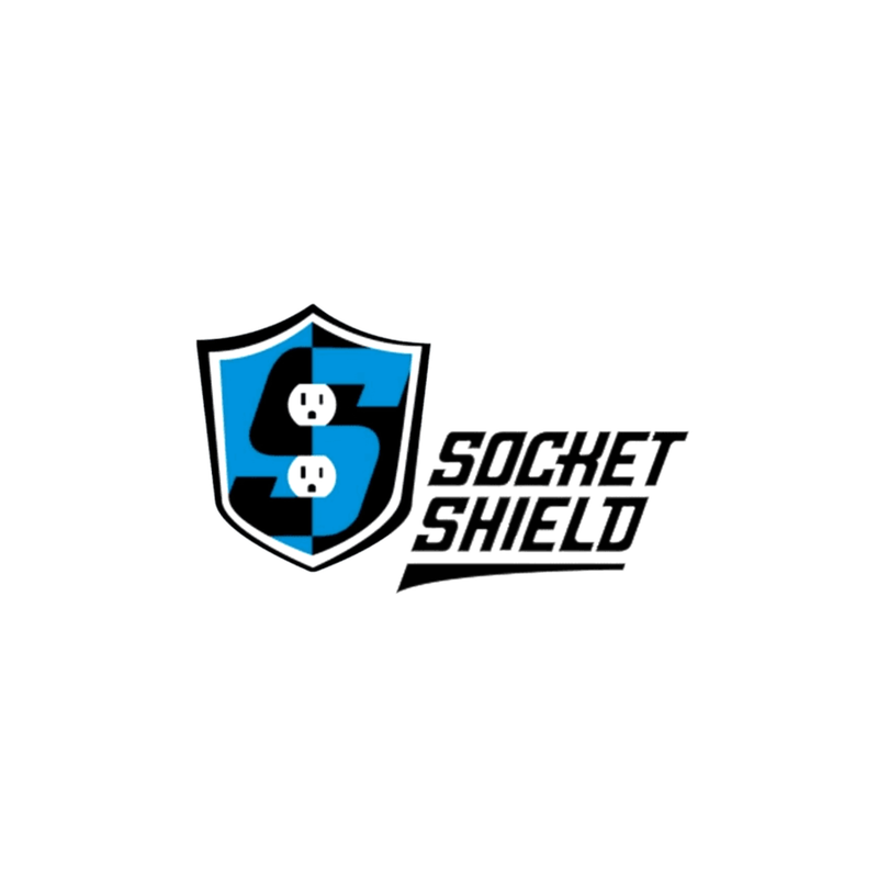 Logo: Blue and black shield with a letter 