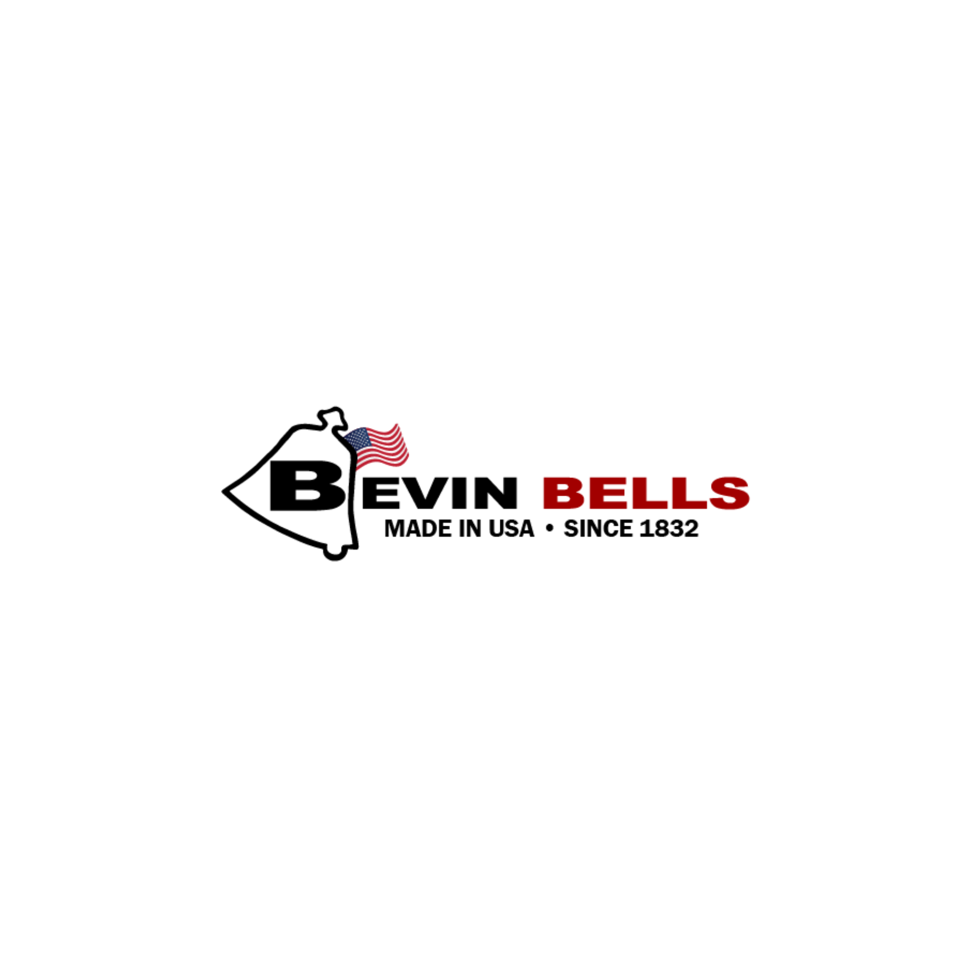 Logo for Bevin Bells: black outline of Connecticut with flag, text 