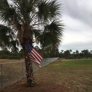 Chain-link Fence Beside a Tree with American Flag — Naples, FL — Classified Fence and Gate