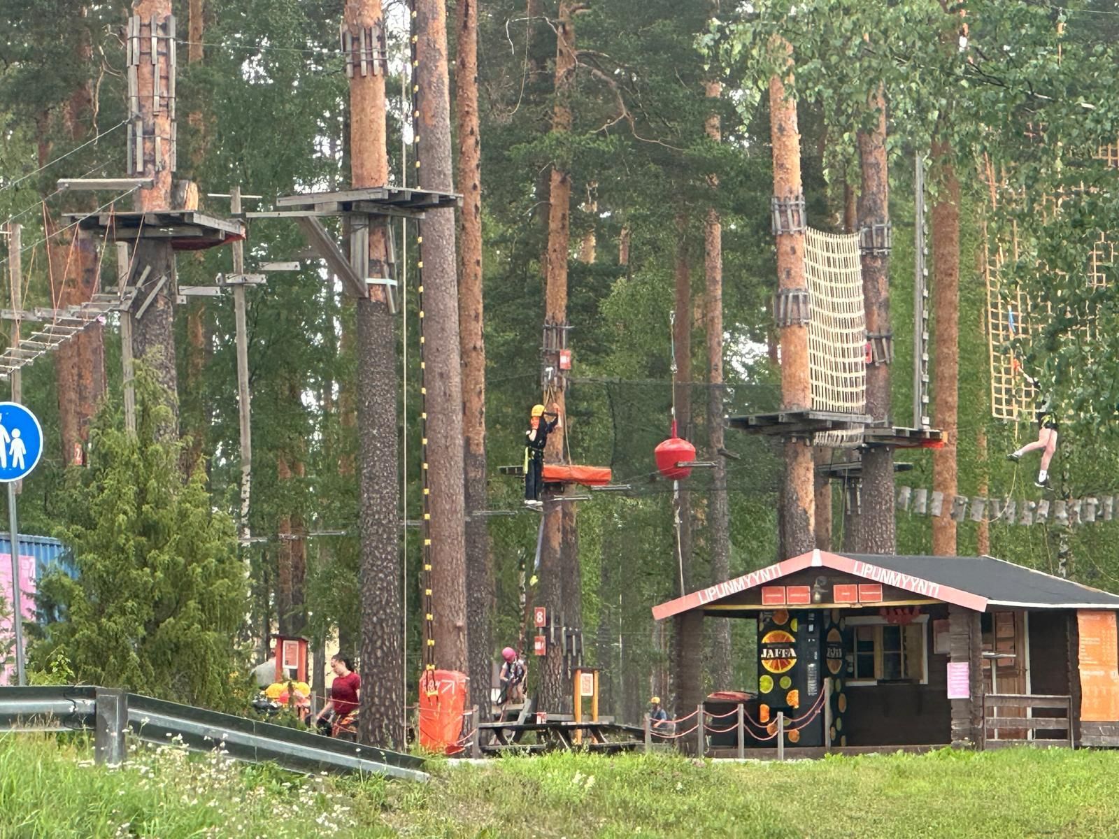 A ropes course in the middle of a forest