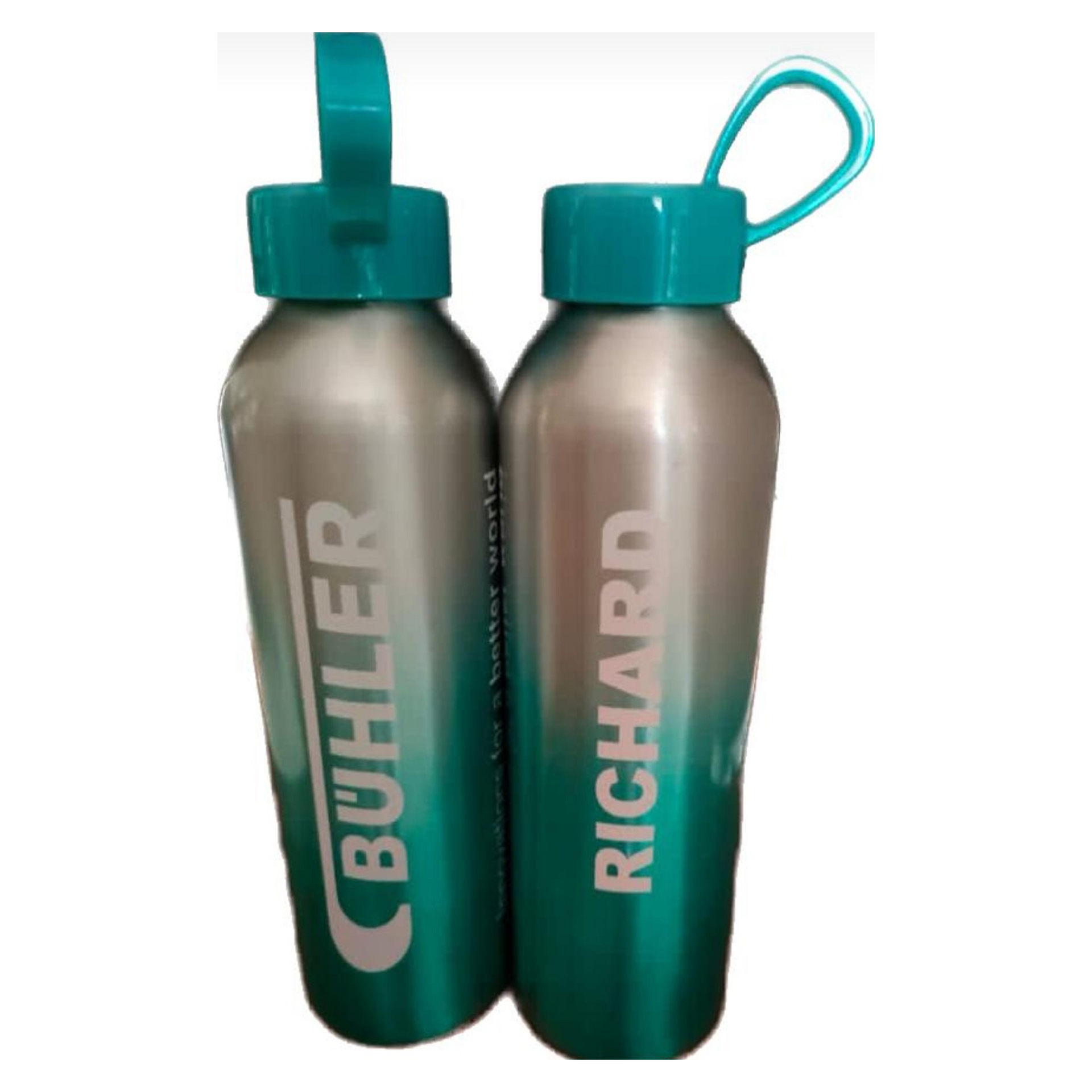 Two bottles with Buhler and Richard written on them as supplied by BlinC Corporate Gifts.
