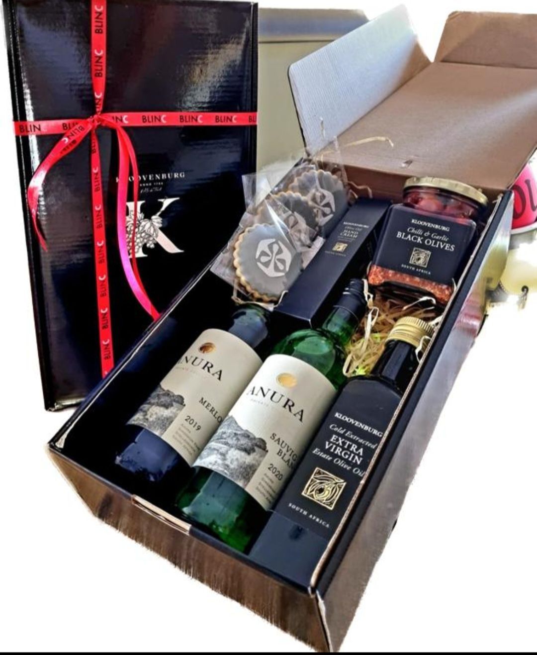 Two bottles of Anura wine in a box as supplied by BlinC Corporate Gifts.