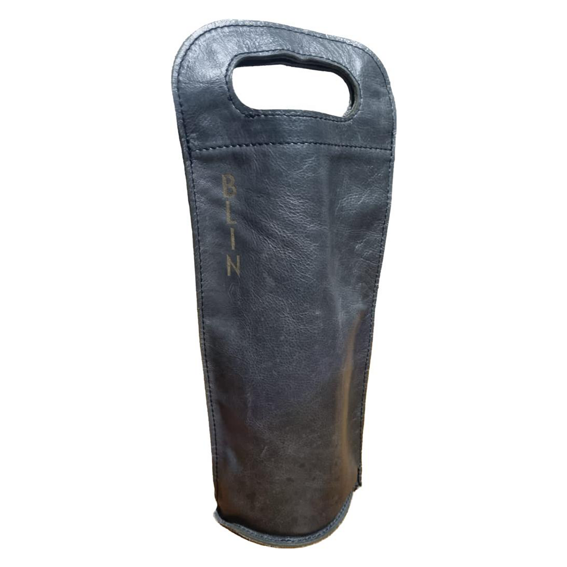 A black leather bag with the word Ritz on it as supplied by BlinC Corporate Gifts.