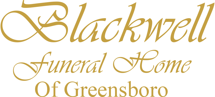 Blackwell Funeral HOme of Greensboro logo in script font, white.