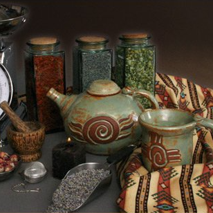 pieces of traditional southwest tea pot and mug