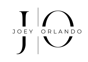 A black and white logo for joey orlando