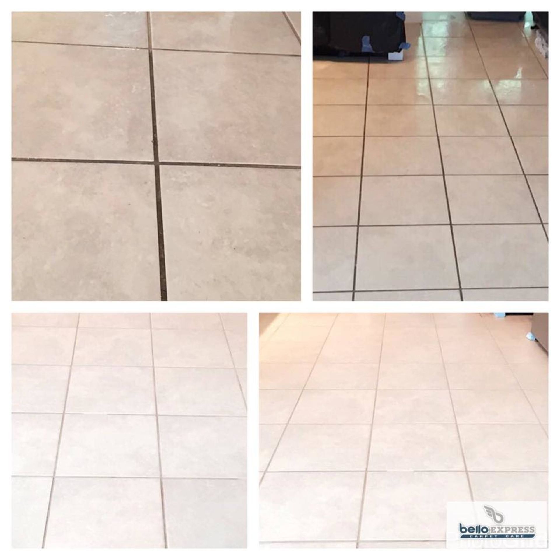 A collage of tile floors showing before and after cleaning