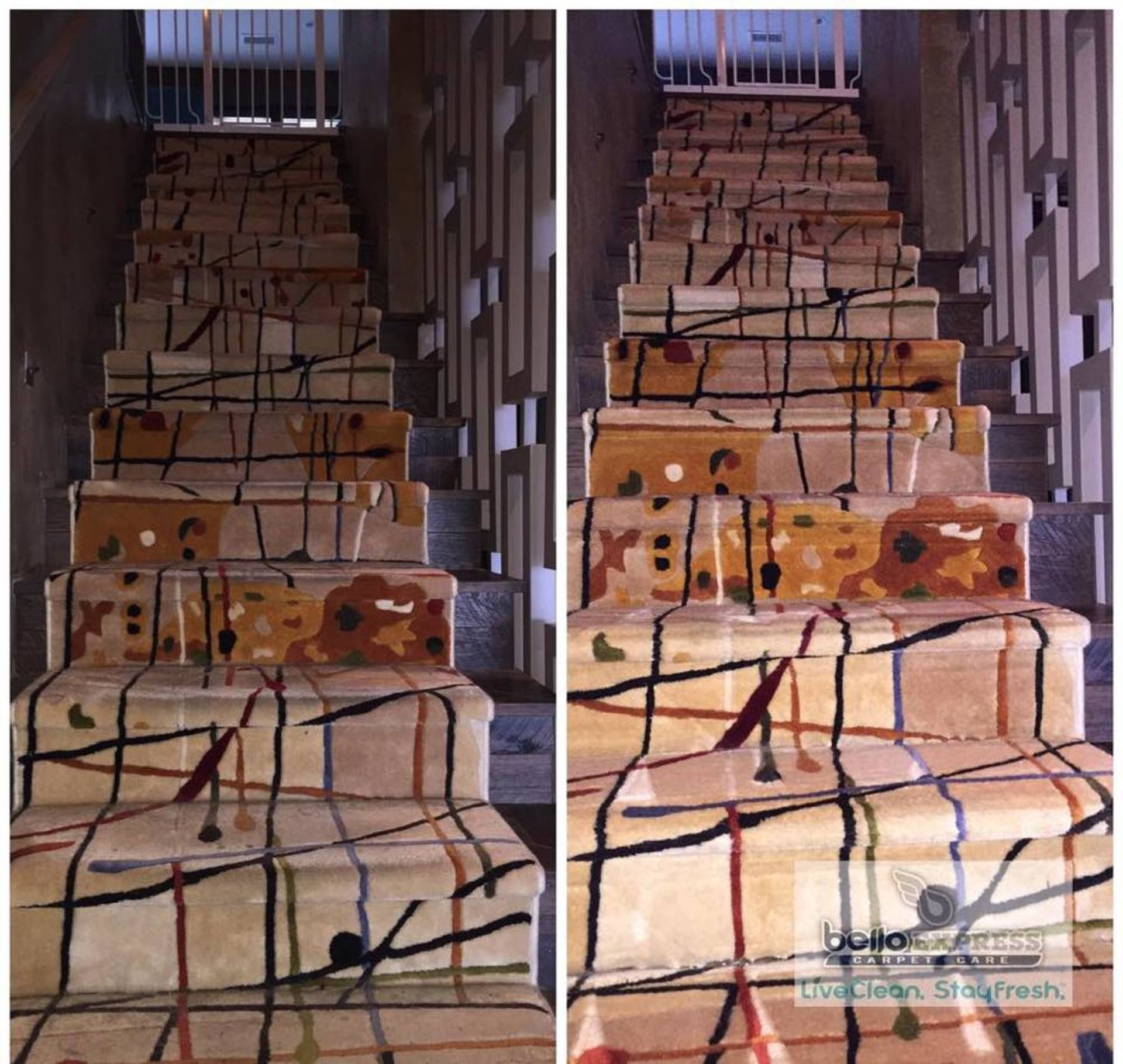 A set of stairs with a carpet on them
