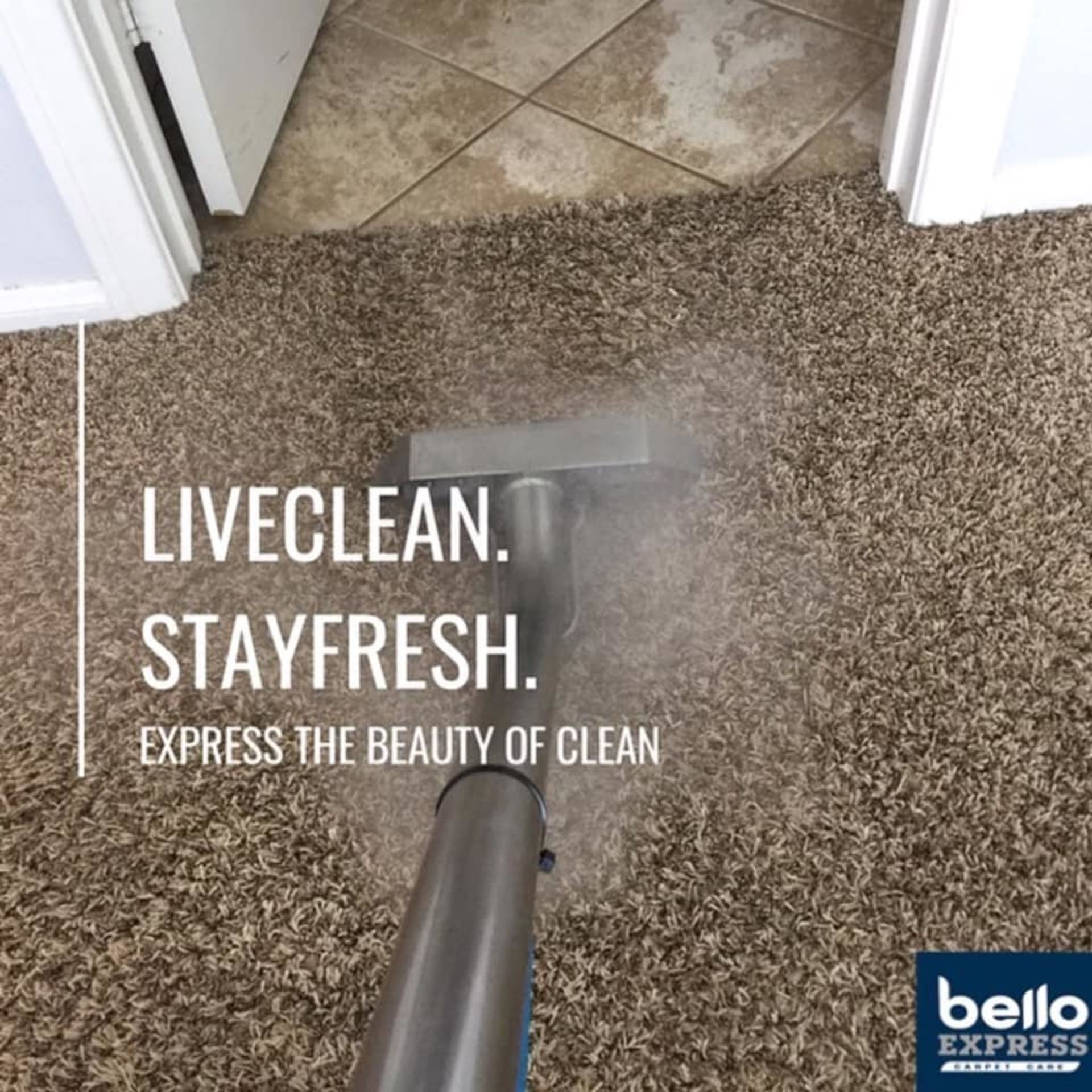 A vacuum cleaner is being used to clean a carpet.