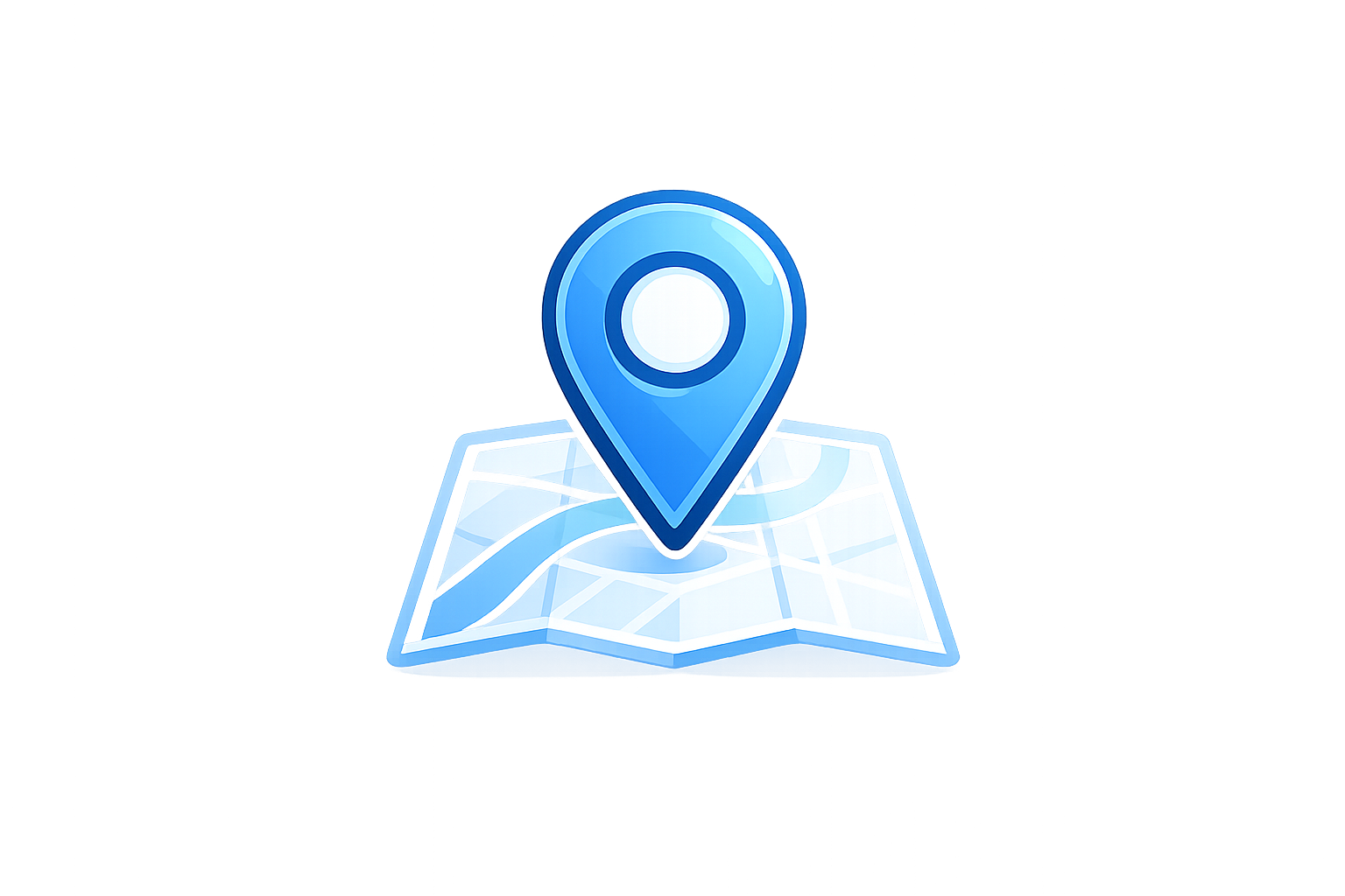 Blue location pin on a folded map icon