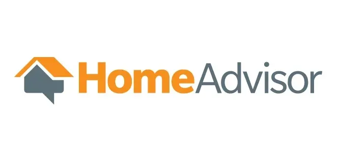 HomeAdvisor logo: orange house with gray chat bubble, orange 