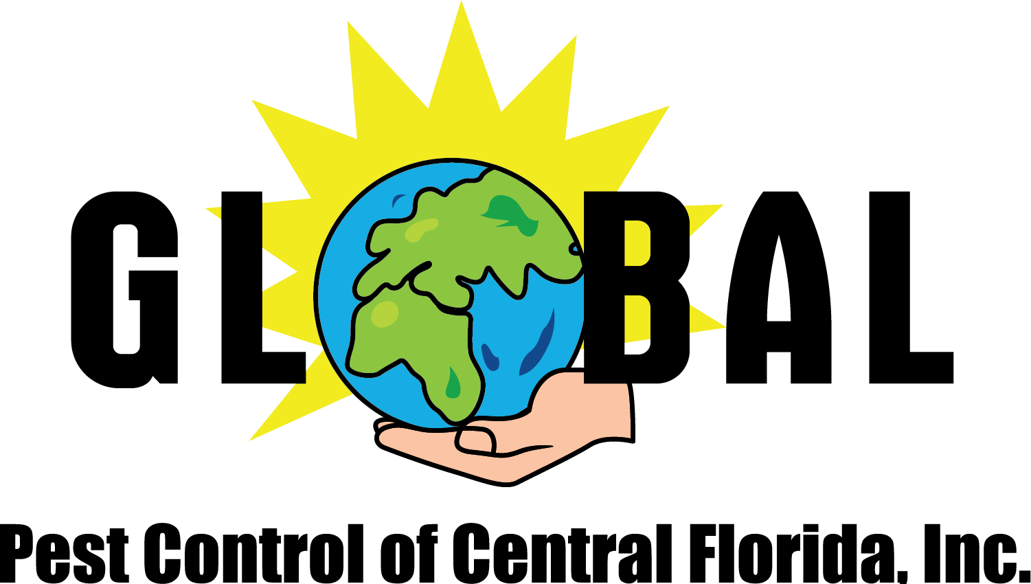 A logo for global pest control of central florida inc.