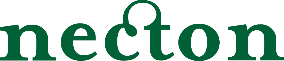 The word necton is written in green letters on a white background.
