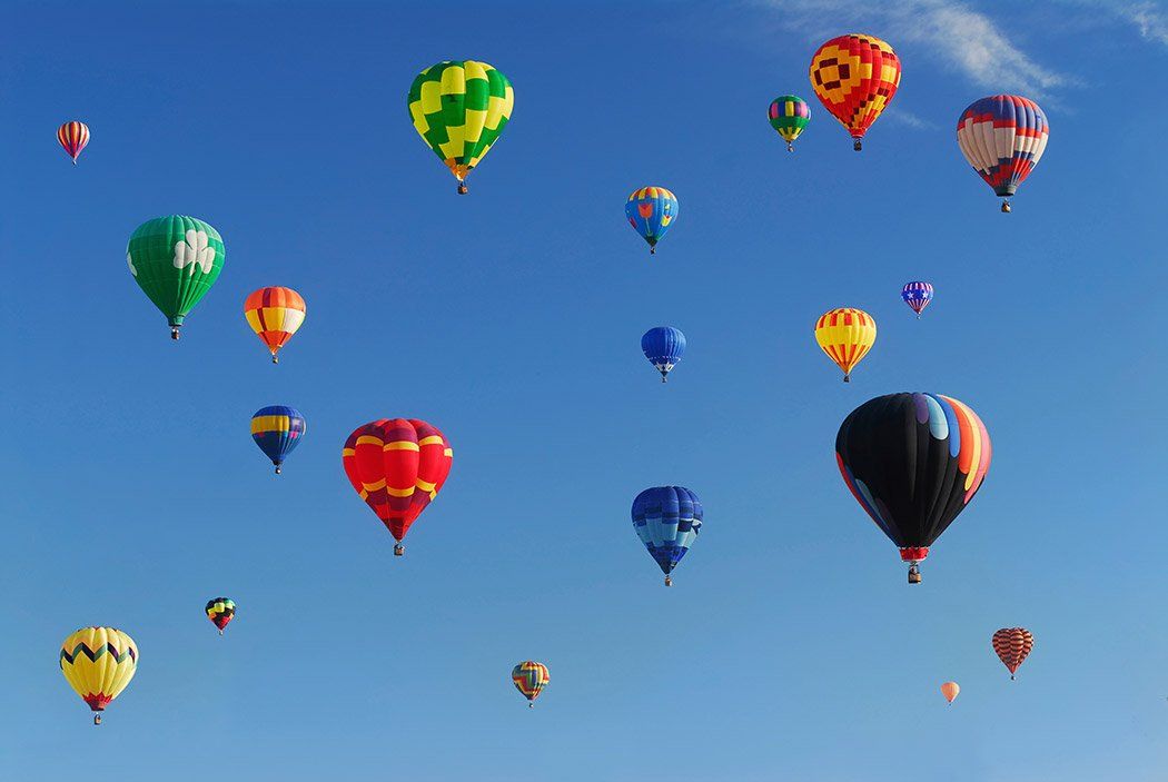 Hot air balloons during festival in Albuquerque