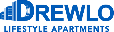 The logo for Drewlo Lifestyle Apartments .