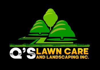 A logo for q 's lawn care and landscaping inc.