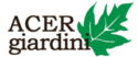 Logo di "ACER giardini" con il simbolo di una foglia verde.