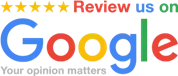 A google logo that says `` review us on google your opinion matters ''