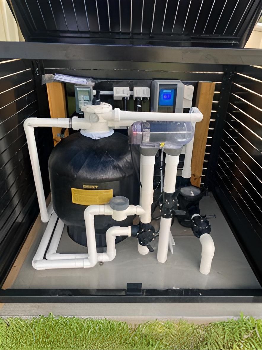 Black Pool Heater Inside a Black Enclosure — Tempshift Pool Heating in Buff Point, NSW