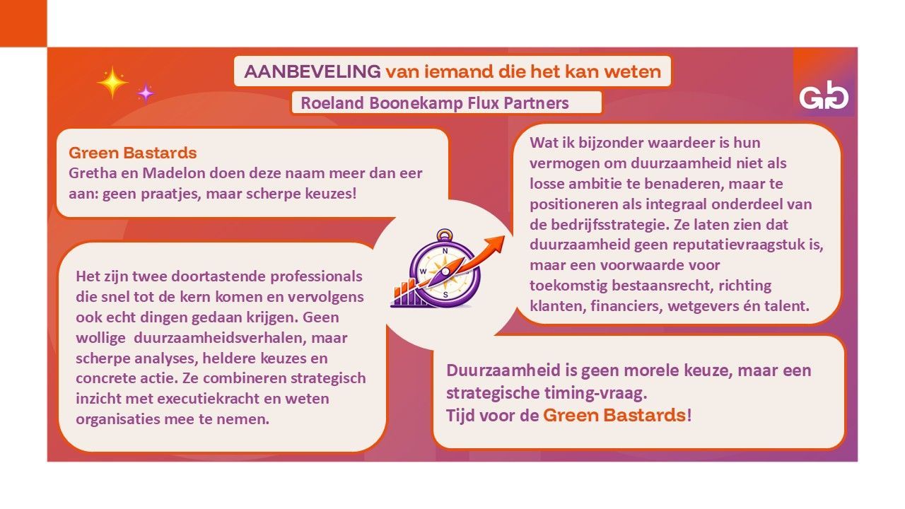 Infographic over duurzaamheid met een afbeelding van de aarde, tekst over relevantie, acties en resultaten.