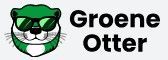 Groene otter met zonnebril, logo met de woorden