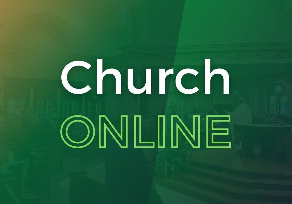 A green background with the words `` church online '' on it.
