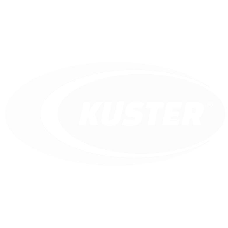 KUSTER-logo in wit binnen een ovaal.