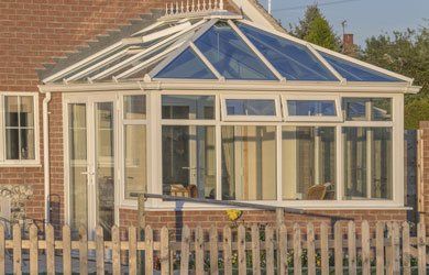 conservatory with white frame