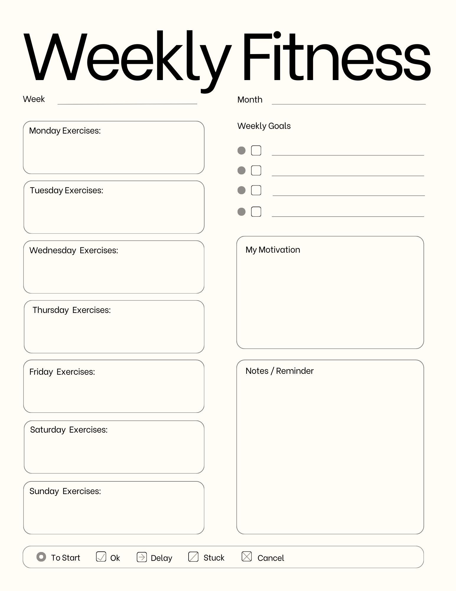 Weekly Fitness Planner