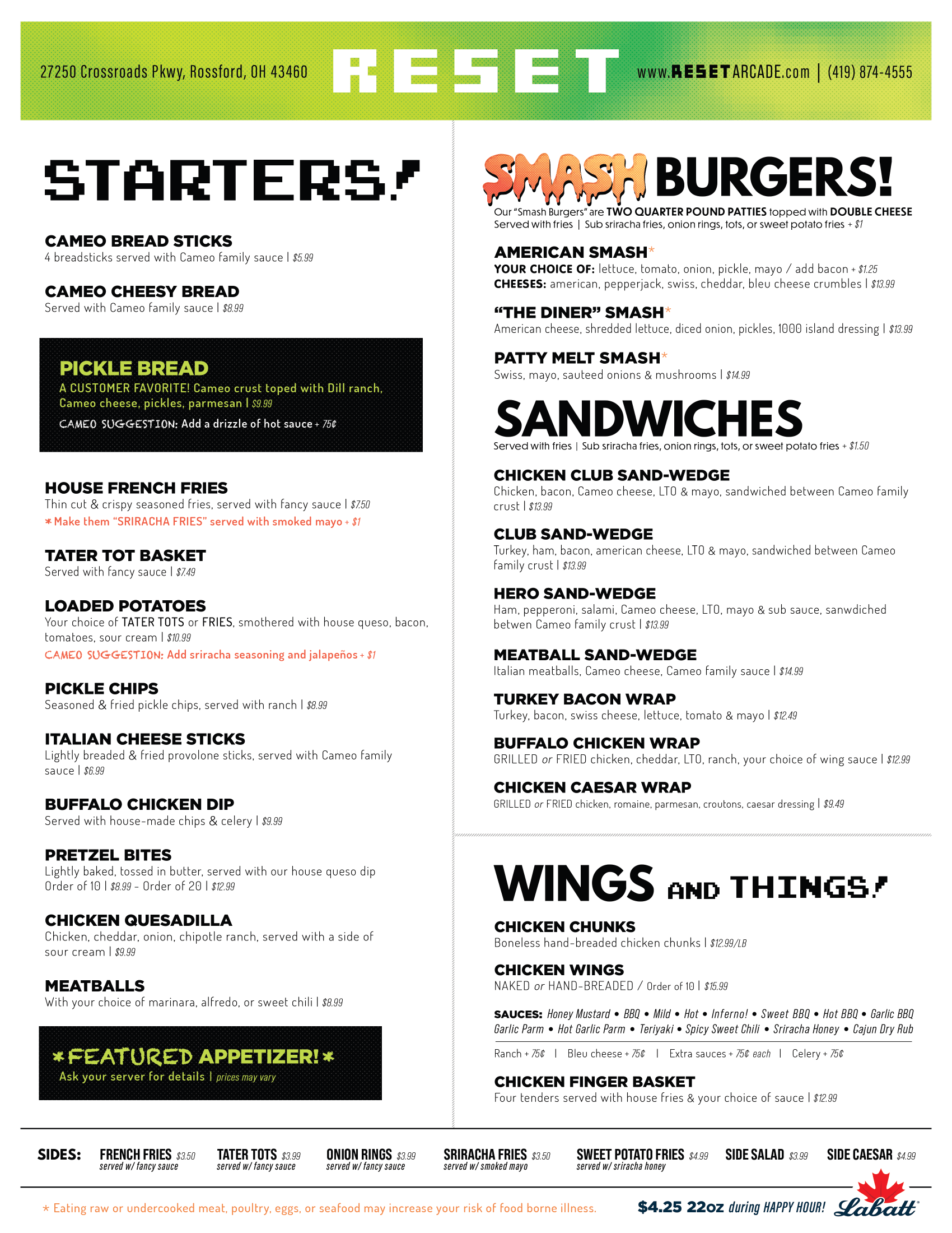 Cameo Pizza Reset Arcade Rossford