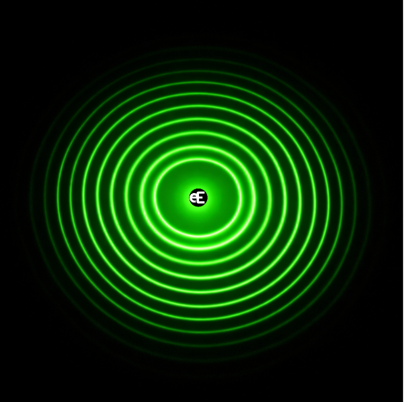 A green circle with the letter e on it