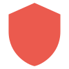 Une icône de bouclier rouge sur fond blanc.