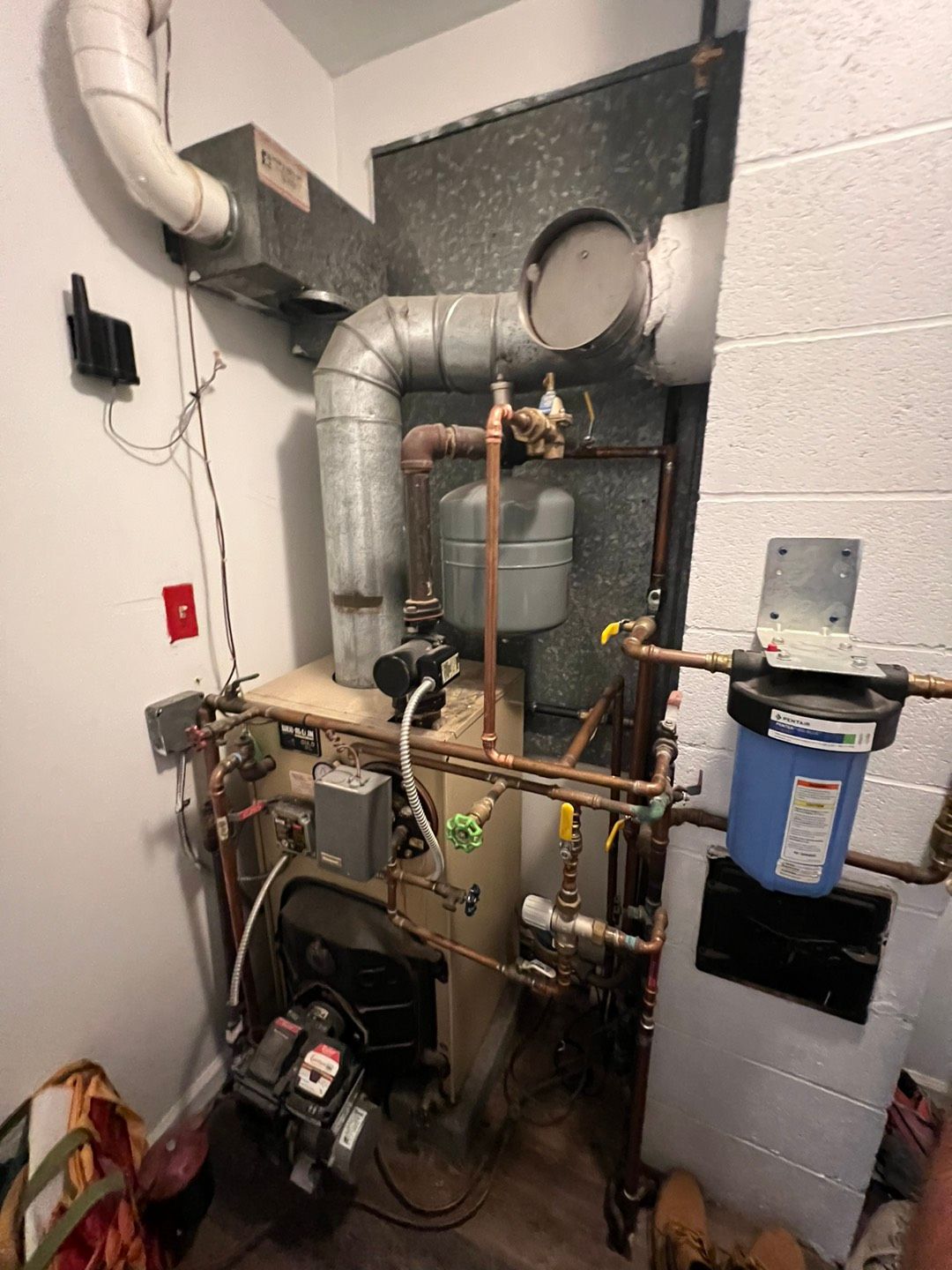 Boiler and pipes inside a room - Lafayette, NJ | Clear Water Solutions
