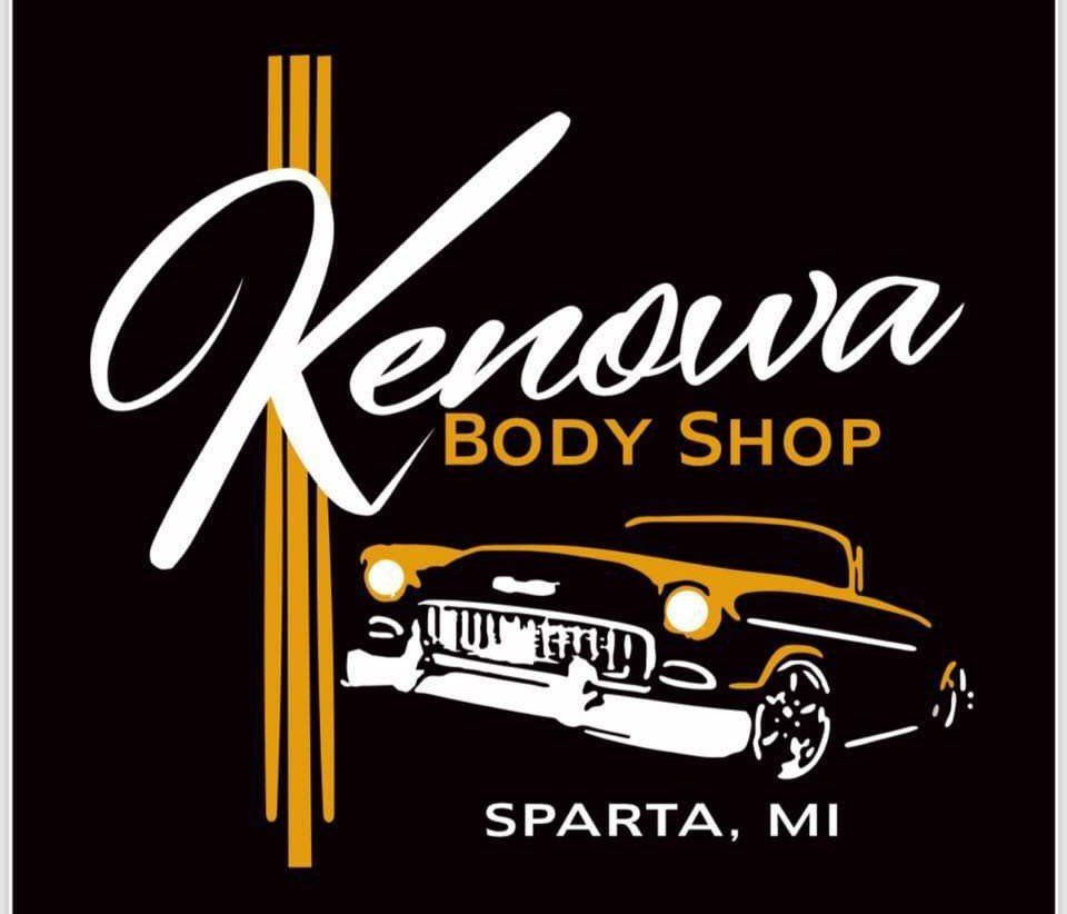 a logo for kenowa body shop in sparta mi
