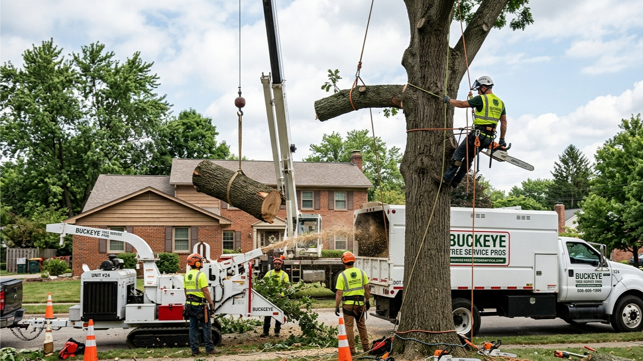 Crew removing stump and roots from yard