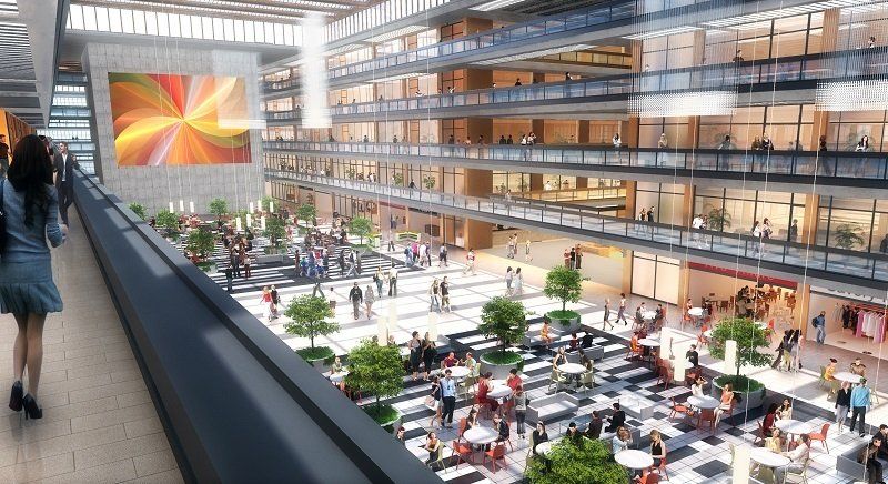 Bell Works rendering of the atrium