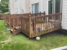 Decks in need of repair on residential building