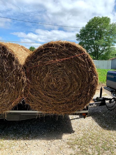 Two bales of hay are sitting on the back of a trailer - Campbellsburg, IN | Twisted Electric LLC 