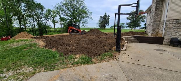 Basketball hoop being built in the backyard of a house - Campbellsburg, IN | Twisted Electric LLC 