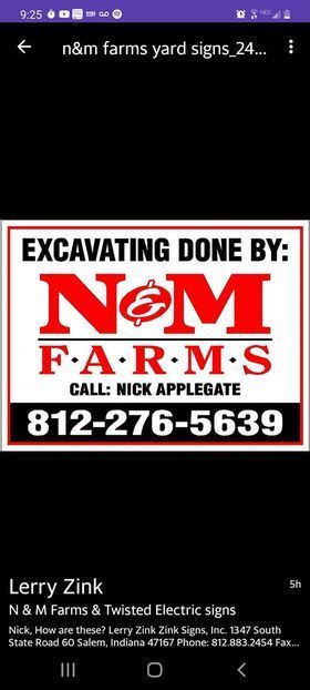 Excavating done by n and m - Campbellsburg, IN | Twisted Electric LLC 