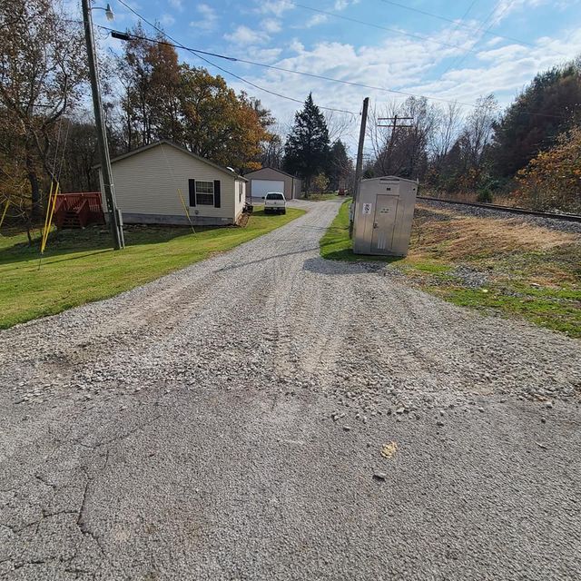 Gravel road leading to a house and a train track - Campbellsburg, IN | Twisted Electric LLC 