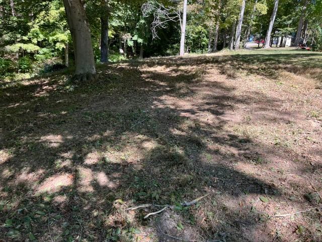 Dirt field with tree shadow and leaves on the ground - Campbellsburg, IN | Twisted Electric LLC 