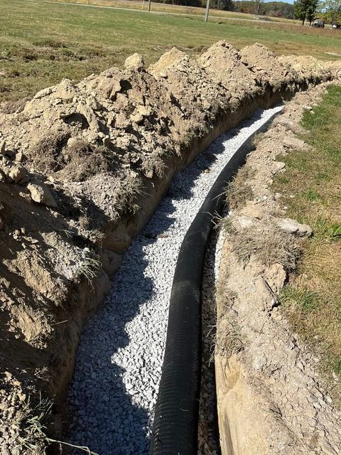 Drain pipe was installed in a trench filled with gravel - Campbellsburg, IN | Twisted Electric LLC 